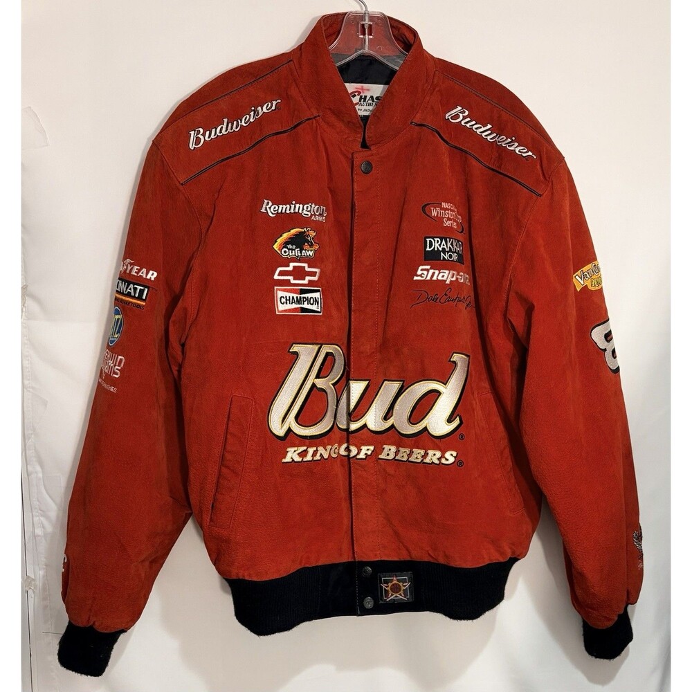 Vintage Dale Earnhardt Jr #8 Budweiser NASCAR Leather Racing Jacket M Chase